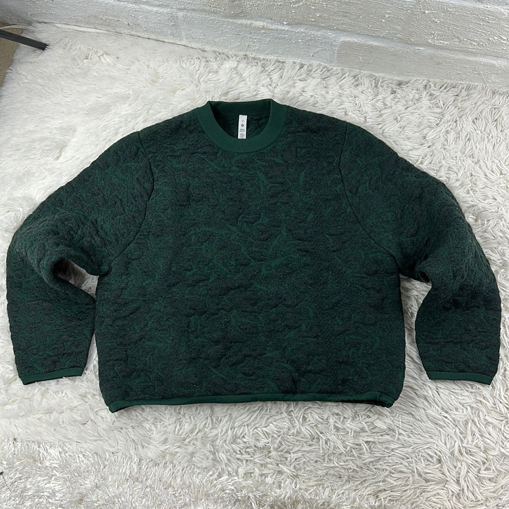 Lululemon Jacquard Multi-Texture Crew Neck Sweater Heathered Smoked Spruce